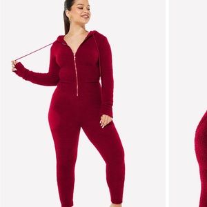 Yitty Pet Me Heart Pocket Onesie Loungewear Merlot Red 2X Fabletics new in bag